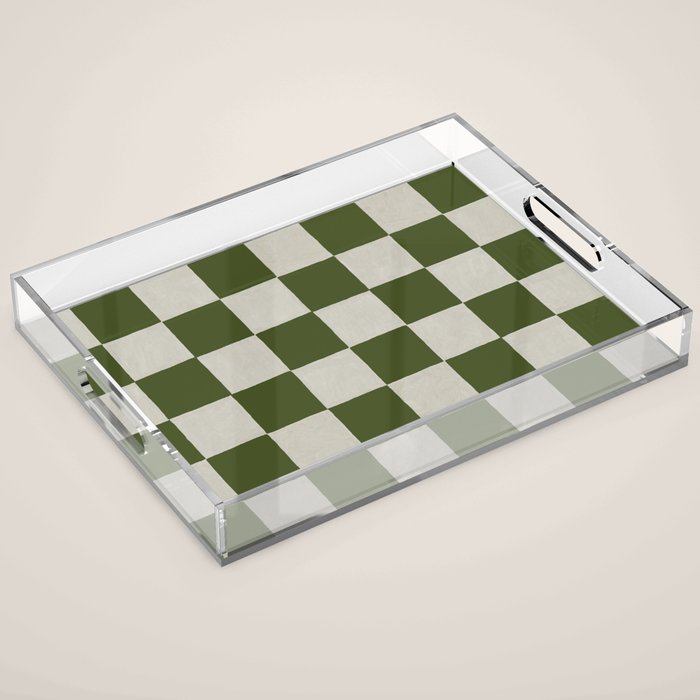 checkerboard hand-painted-olive Acrylic Tray Gallery Image 1