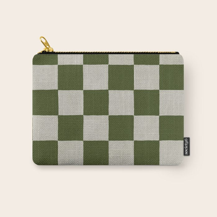 checkerboard hand-painted-olive Carry All Pouch Gallery Image 1