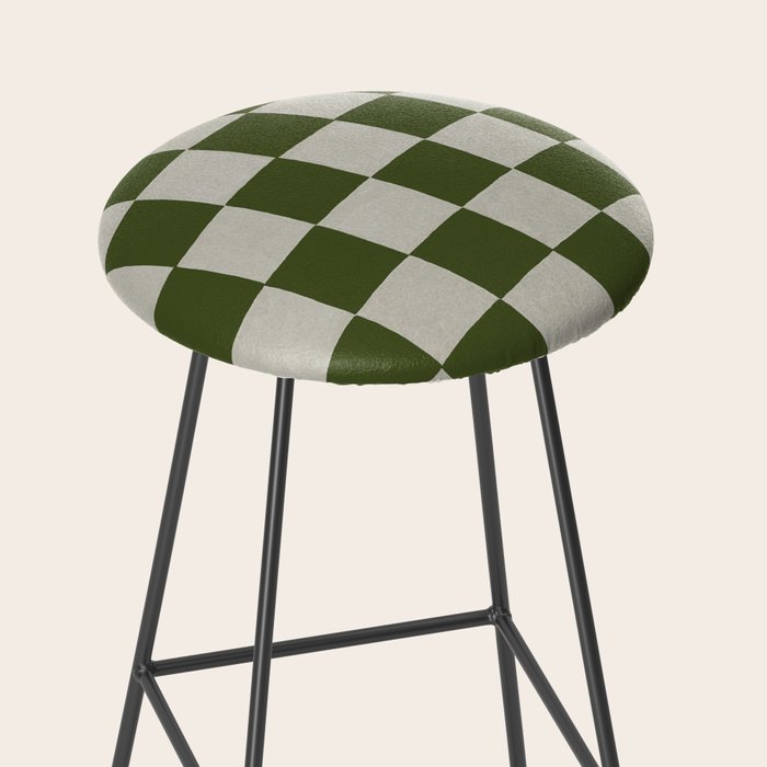 checkerboard hand-painted-olive Stool Gallery Image 2