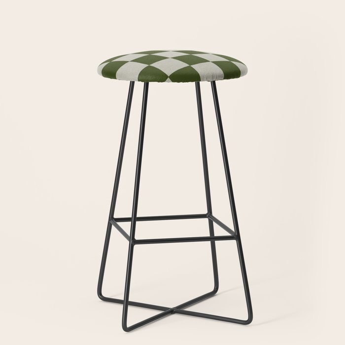 checkerboard hand-painted-olive Stool Gallery Image 1