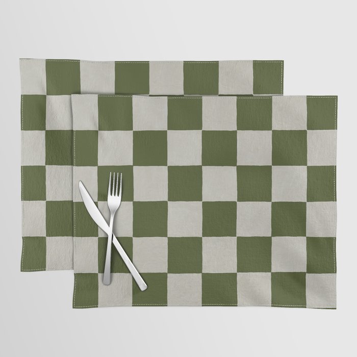 checkerboard hand-painted-olive Placemat Gallery Image 1