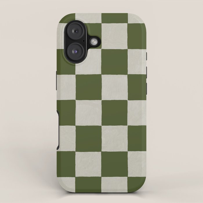 checkerboard hand-painted-olive iPhone Case Gallery Image 1