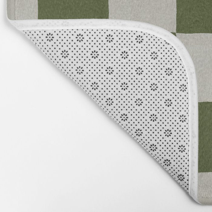 checkerboard hand-painted-olive Bath Mat Gallery Image 2