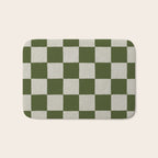 checkerboard hand-painted-olive Bath Mat Gallery Image 1
