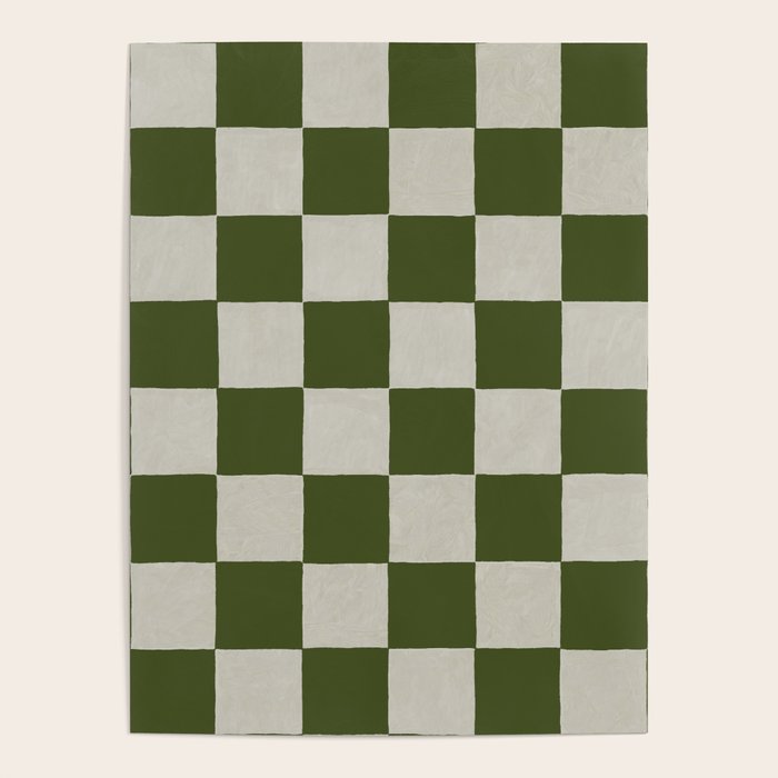 checkerboard hand-painted-olive Poster Gallery Image 4
