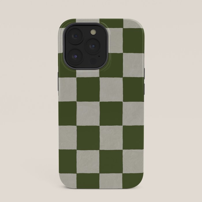 checkerboard hand-painted-olive iPhone Case