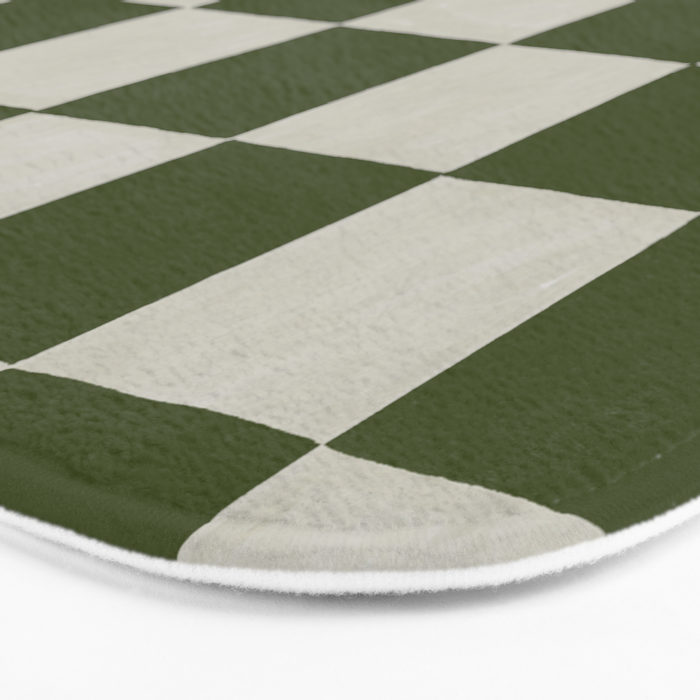 checkerboard hand-painted-olive Bath Mat Gallery Image 3