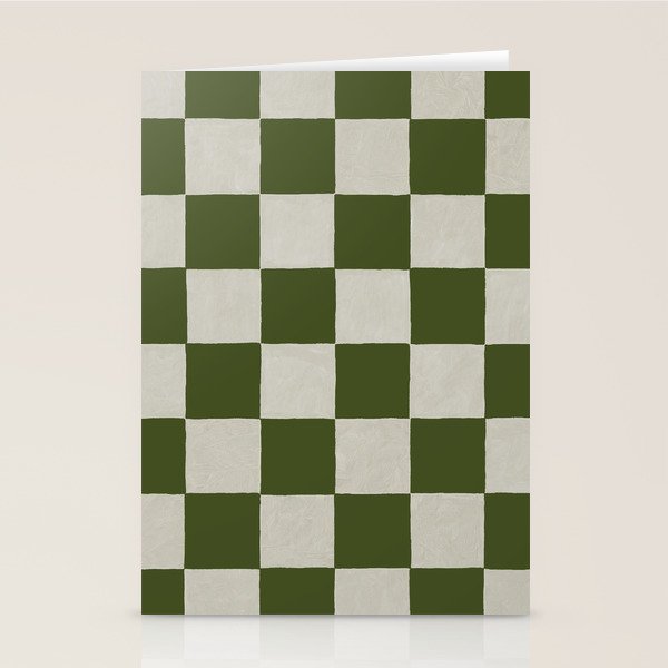 checkerboard hand-painted-olive Stationery Card Gallery Image 2