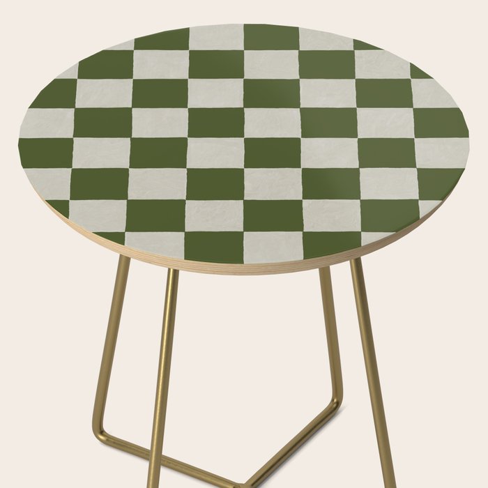 checkerboard hand-painted-olive Side Table Gallery Image 2
