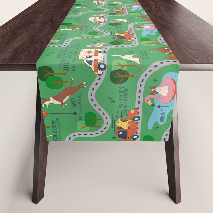 Fursics Cute Dog Park Physics Learning Pattern by Carrie Cantwell Educational STEM Playmat Design Table Runner Gallery Image 1
