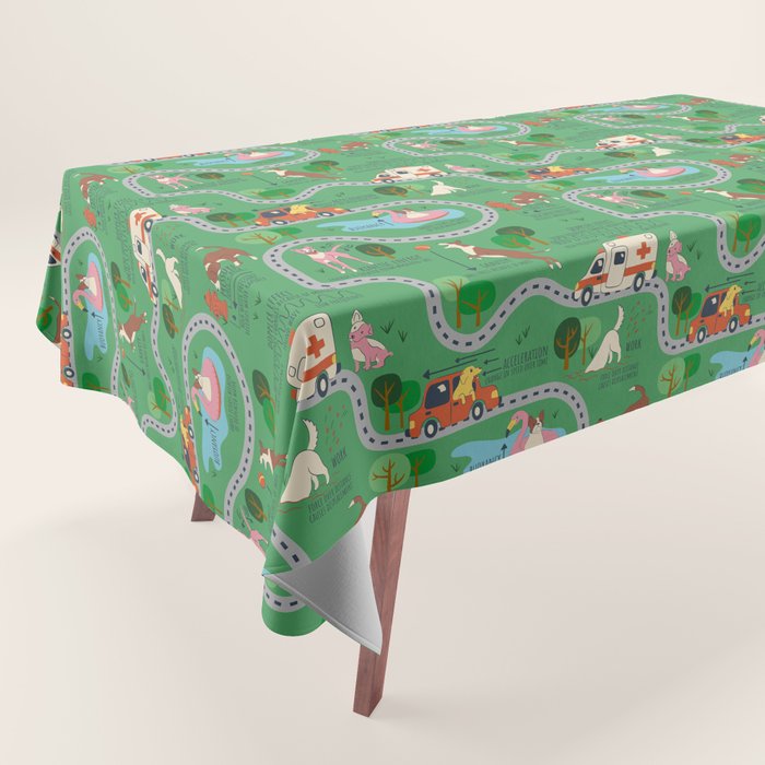 Fursics Cute Dog Park Physics Learning Pattern by Carrie Cantwell Educational STEM Playmat Design Tablecloth Gallery Image 1