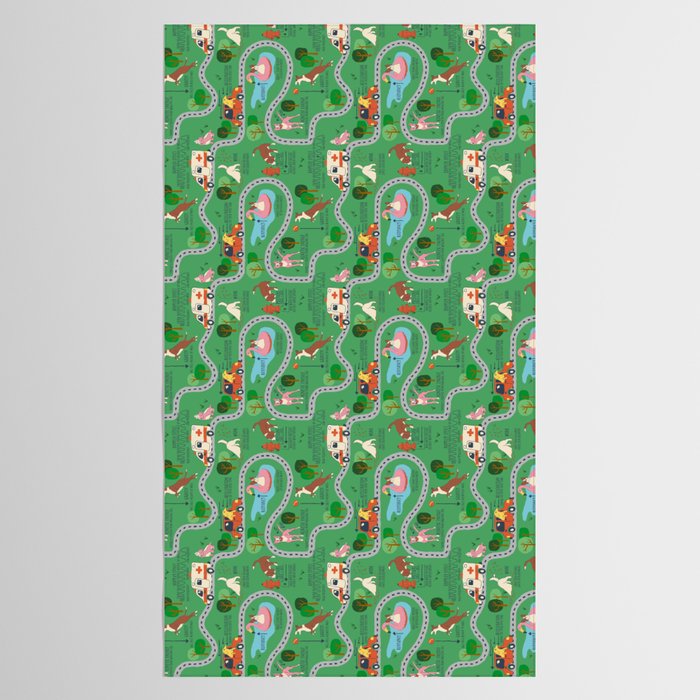 Fursics Cute Dog Park Physics Learning Pattern by Carrie Cantwell Educational STEM Playmat Design Tablecloth Gallery Image 2
