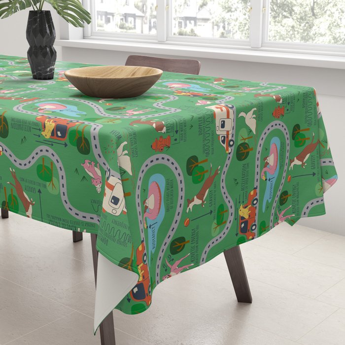 Fursics Cute Dog Park Physics Learning Pattern by Carrie Cantwell Educational STEM Playmat Design Tablecloth Gallery Image 3