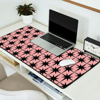 Atomic Age 1950s Retro Starburst Pattern in Black and 50s Dusty Blush Pink Desk Mat Gallery Image 2