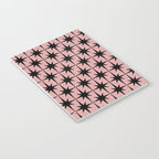 Atomic Age 1950s Retro Starburst Pattern in Black and 50s Dusty Blush Pink Notebook Gallery Image 3