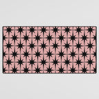 Atomic Age 1950s Retro Starburst Pattern in Black and 50s Dusty Blush Pink Desk Mat Gallery Image 3