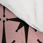Atomic Age 1950s Retro Starburst Pattern in Black and 50s Dusty Blush Pink Comforter Gallery Image 4
