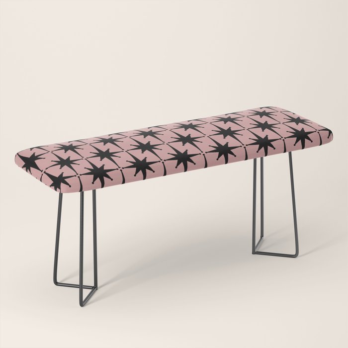 Atomic Age 1950s Retro Starburst Pattern in Black and 50s Dusty Blush Pink Bench Gallery Image 1