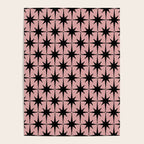 Atomic Age 1950s Retro Starburst Pattern in Black and 50s Dusty Blush Pink Poster Gallery Image 4
