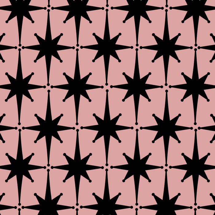 Atomic Age 1950s Retro Starburst Pattern in Black and 50s Dusty Blush Pink Coffee Mug Gallery Image 2