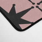 Atomic Age 1950s Retro Starburst Pattern in Black and 50s Dusty Blush Pink Desk Mat Gallery Image 4