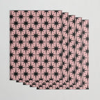 Atomic Age 1950s Retro Starburst Pattern in Black and 50s Dusty Blush Pink Wrapping Paper Gallery Image 3