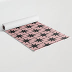 Atomic Age 1950s Retro Starburst Pattern in Black and 50s Dusty Blush Pink Yoga Mat Gallery Image 2