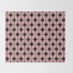 Atomic Age 1950s Retro Starburst Pattern in Black and 50s Dusty Blush Pink Throw Blanket Gallery Image 2