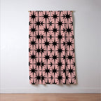 Atomic Age 1950s Retro Starburst Pattern in Black and 50s Dusty Blush Pink Window Curtain Gallery Image 3