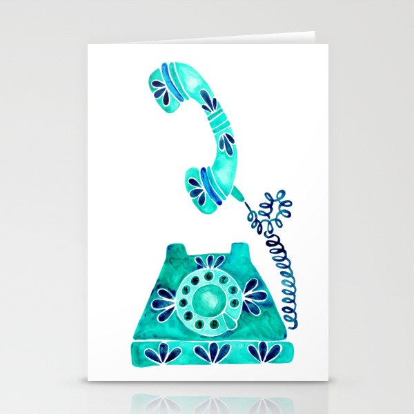 Vintage Rotary Phone - Turquoise Palette Stationery Card Gallery Image 2