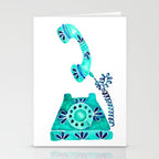 Vintage Rotary Phone - Turquoise Palette Stationery Card Gallery Image 2