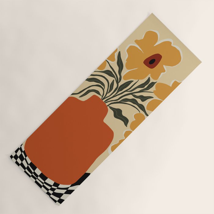 Summer flowerpot with check  Yoga Mat Gallery Image 1