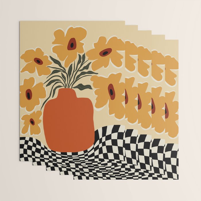 Summer flowerpot with check  Wrapping Paper Gallery Image 3