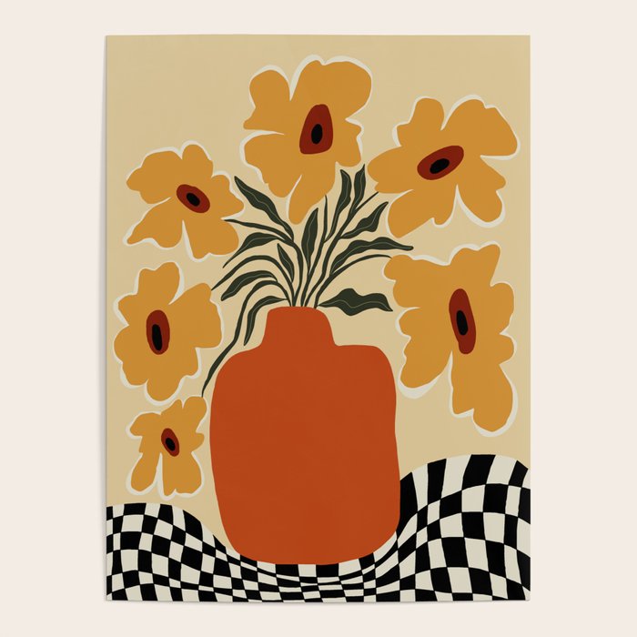 Summer flowerpot with check  Poster Gallery Image 1
