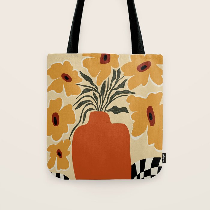 Summer flowerpot with check  Tote Bag Gallery Image 1