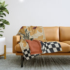Summer flowerpot with check  Throw Blanket Gallery Image 1