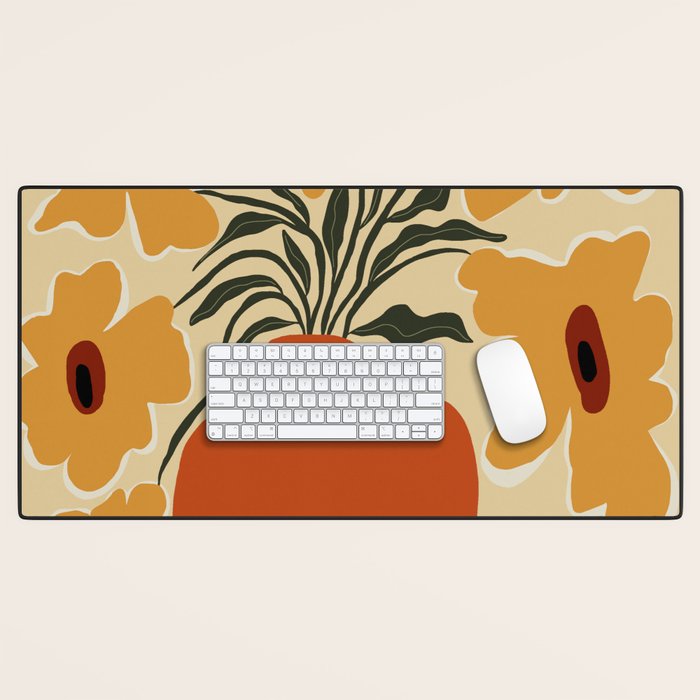 Summer flowerpot with check  Desk Mat Gallery Image 1