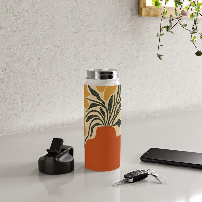 Summer flowerpot with check  Water Bottle Gallery Image 4