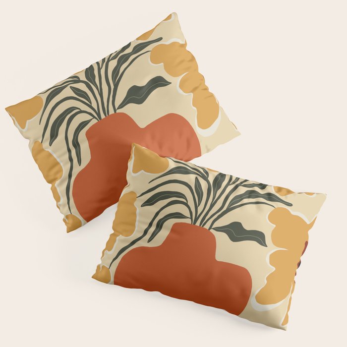 Summer flowerpot with check  Pillow Sham Gallery Image 1