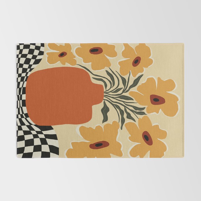 Summer flowerpot with check  Rug Gallery Image 2