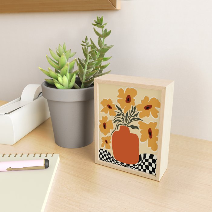 Summer flowerpot with check  Mini Art Print Gallery Image 2
