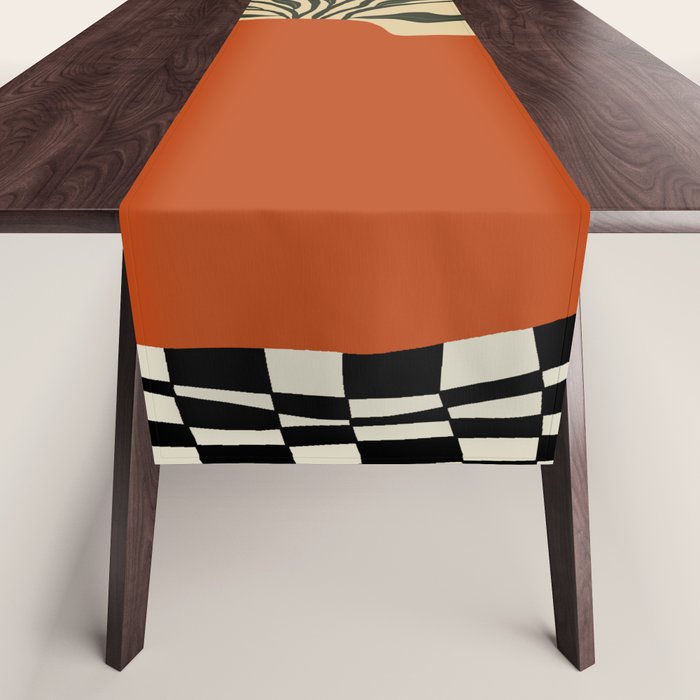 Summer flowerpot with check  Table Runner Gallery Image 1