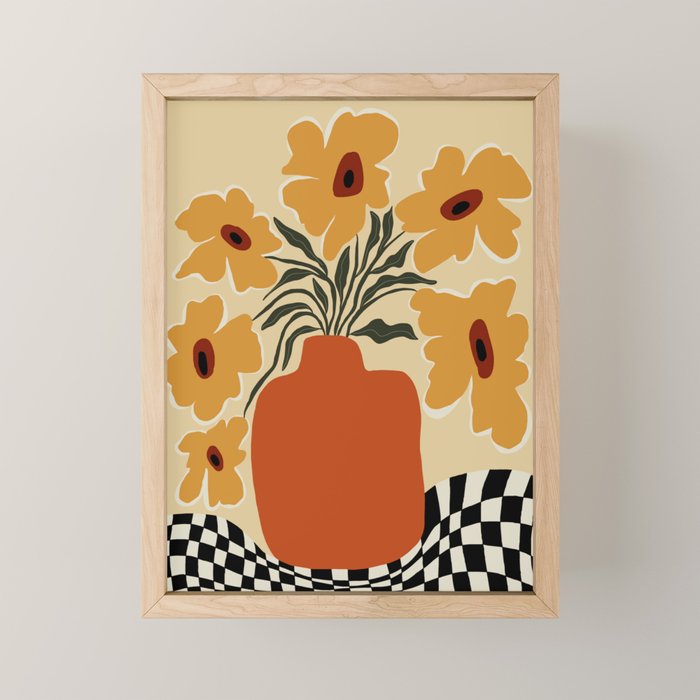 Summer flowerpot with check  Mini Art Print Gallery Image 1