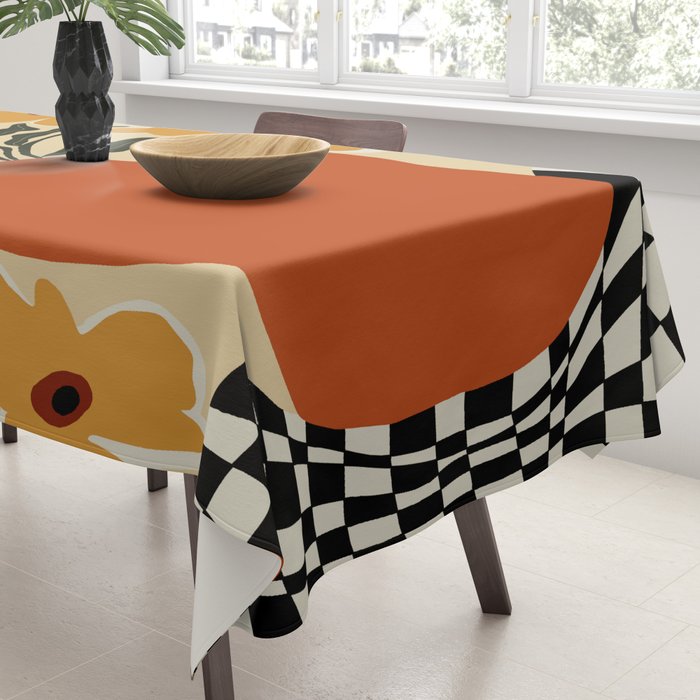 Summer flowerpot with check  Tablecloth Gallery Image 3