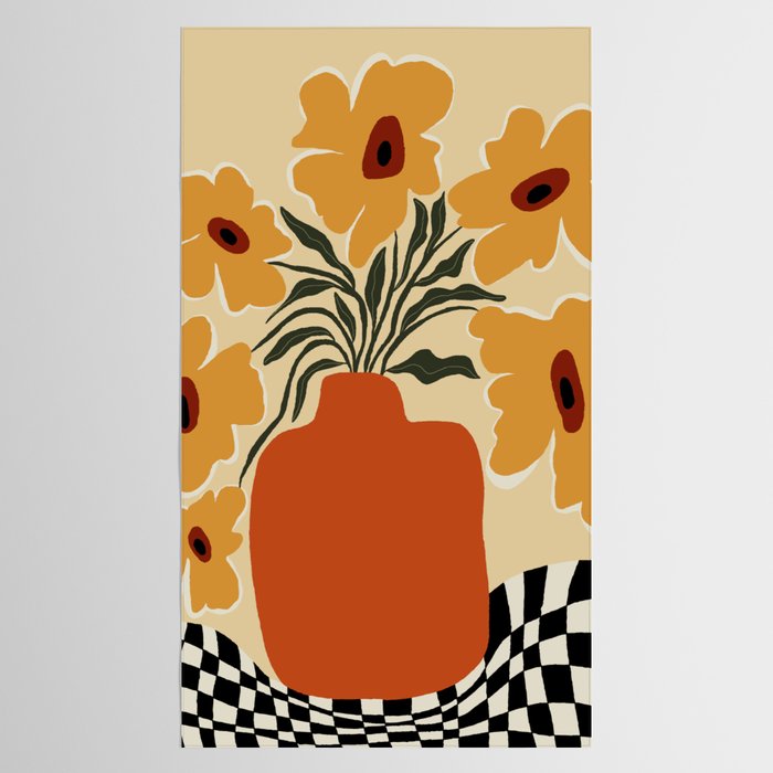 Summer flowerpot with check  Tablecloth Gallery Image 2