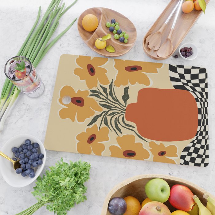 Summer flowerpot with check  Cutting Board Gallery Image 2