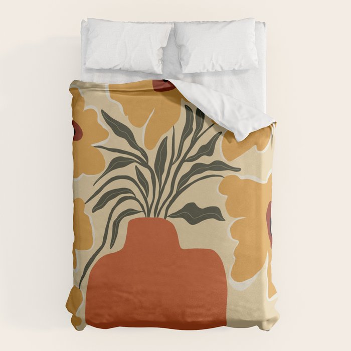 Summer flowerpot with check  Duvet Cover Gallery Image 1
