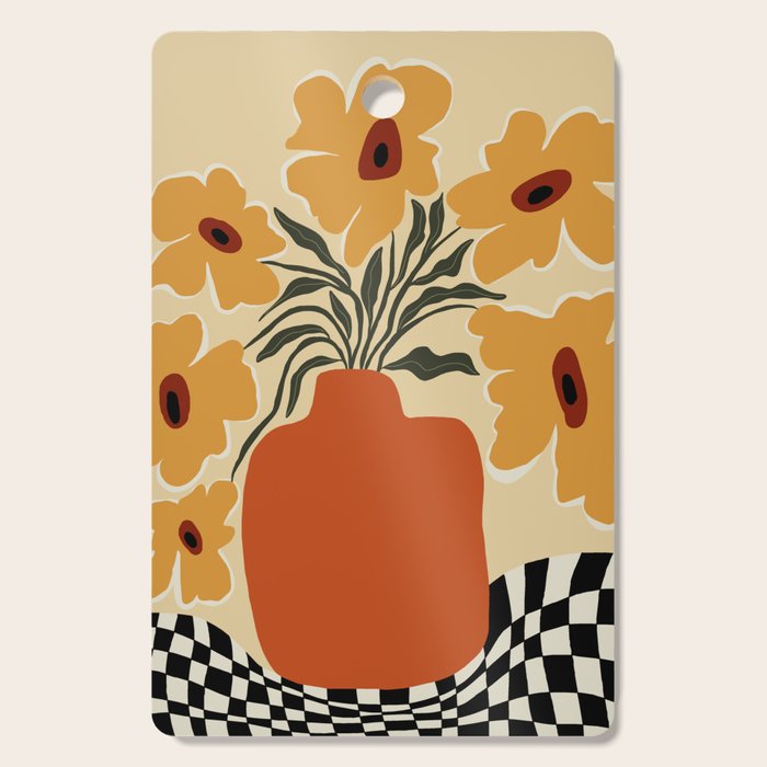 Summer flowerpot with check  Cutting Board Gallery Image 1