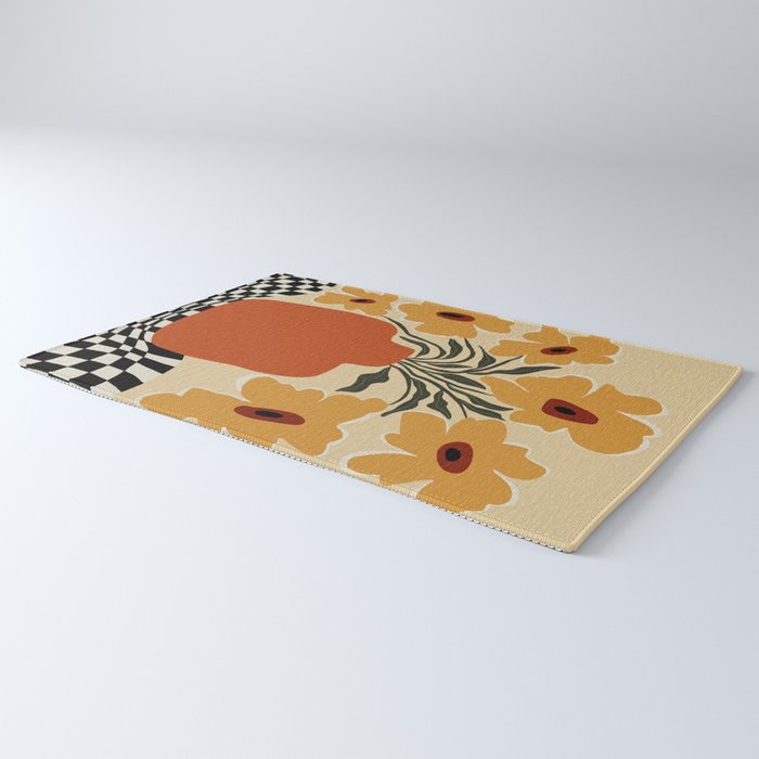 Summer flowerpot with check  Rug Gallery Image 3