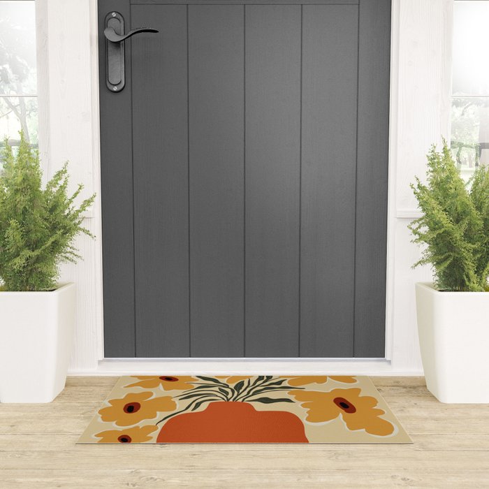 Summer flowerpot with check  Welcome Mat Gallery Image 3